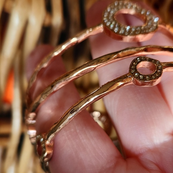 Rose Gold Stack Set Bracelets Rhinestones - Picture 5 of 8